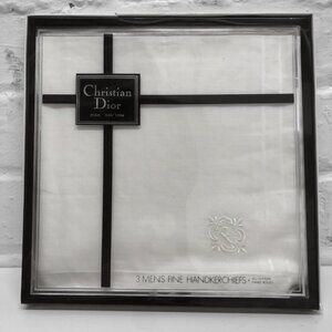 Vintage Christian Dior Men’s Handkerchiefs – Set of 3 (Embroidered “F”)